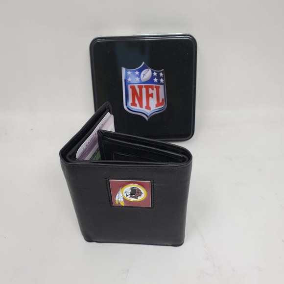 NFL Pewter Logo Leather Tri-fold Wallet - Washington Redskins - Picture 2 of 4